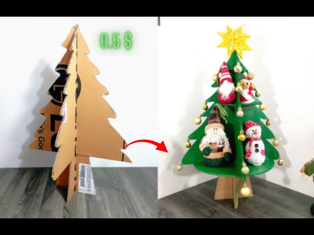 arbol de navidad hecho con cajas de zapatos
