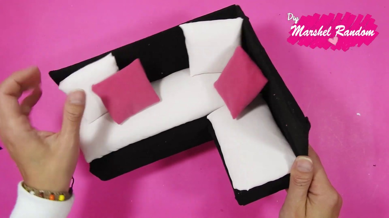 como hacer sofa para casa de muñecas