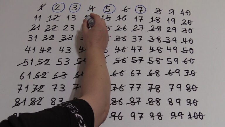 conjunto de numeros primos del 1 al 100