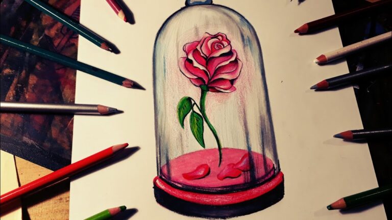 rosa de la bella y la bestia dibujo